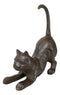 Cast Iron Crouching Feline Kitten Cat With Pointed Tail Ring Holder Figurine