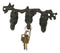 Rustic Country Cast Iron Squirrel On Tree Branch 4-Peg Wall Coat Hooks 13"L