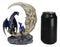 Blue Dragon With Baby Wyrmling Perching On Bone Skull Crescent Moon Figurine