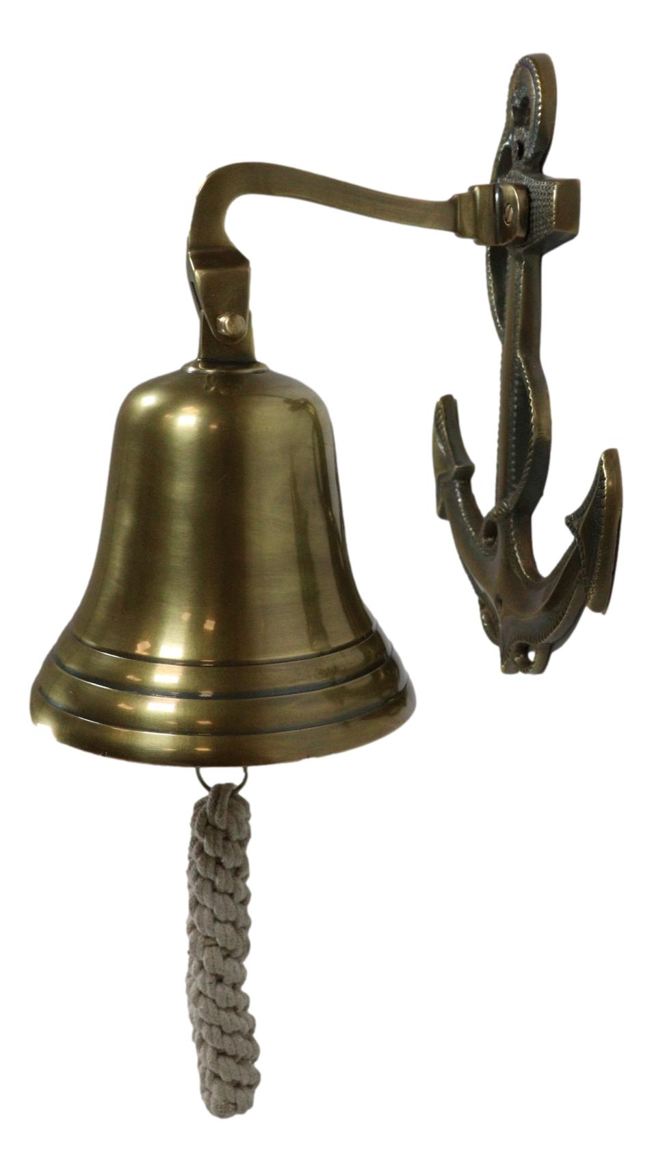 Aluminum Brass Plated Nautical Marine Fouled Anchor Door Wall Dinner Yard Bell