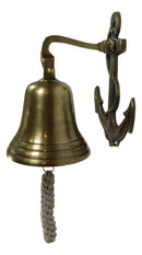 Aluminum Brass Plated Nautical Marine Fouled Anchor Door Wall Dinner Yard Bell