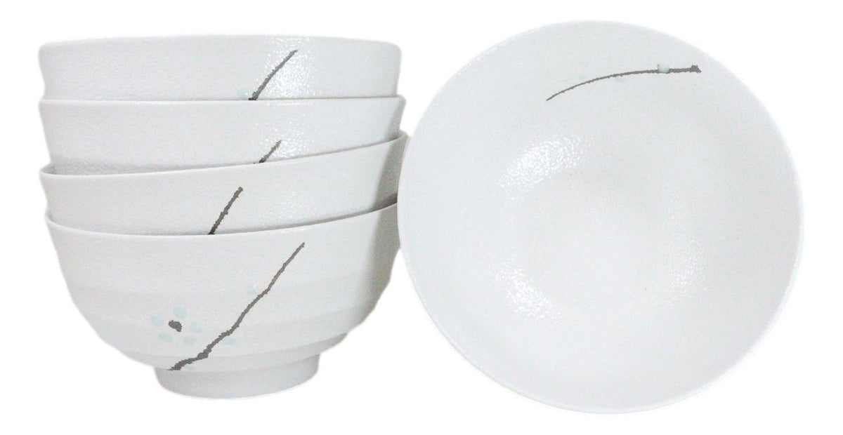 Set Of 5 Ceramic Yukino Hana Collection Medium Soup Cereal Salad Rice Bowls 24oz