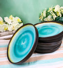 Pack Of 6 Green Midori Kannyu Large Round Dinner Plates With Lip Edge 10" D