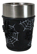 Set Of 4 Gothic Arachnid Black Giant Spider With Webs Shooter Shot Glasses