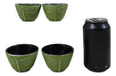 Pack Of 4 Green Tombo Dragonfly Cast Iron Tetsubin Textured Tea Cups 3oz