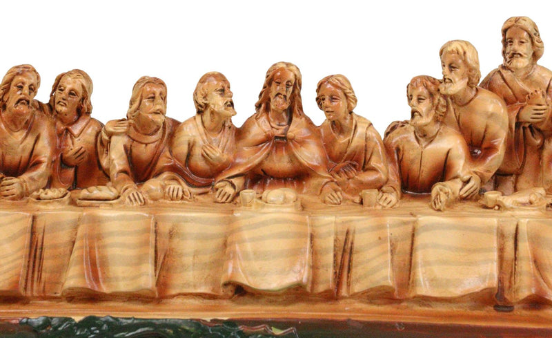 Leonardo Da Vinci The Last Supper Jesus And Disciples Faux Cedar Wood Figurine