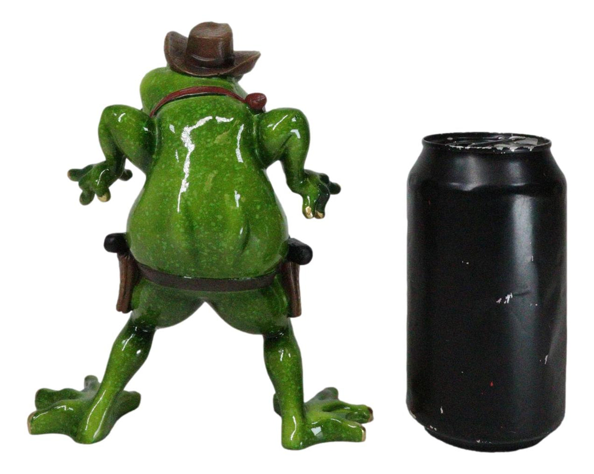 Wild West Cowboy Toad Frog In Standoff With Hat Cigar And 2 Pistols Figurine - Ebros Gift