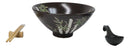 Green Bamboo Forest Black Ceramic Ramen Bowl Soup Spoon Chopsticks And Rest Set