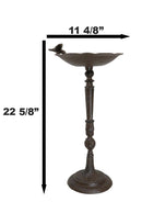 Rustic Cast Iron Hummingbird Perching On Flower Garden Bird Feeder Bath 22"H