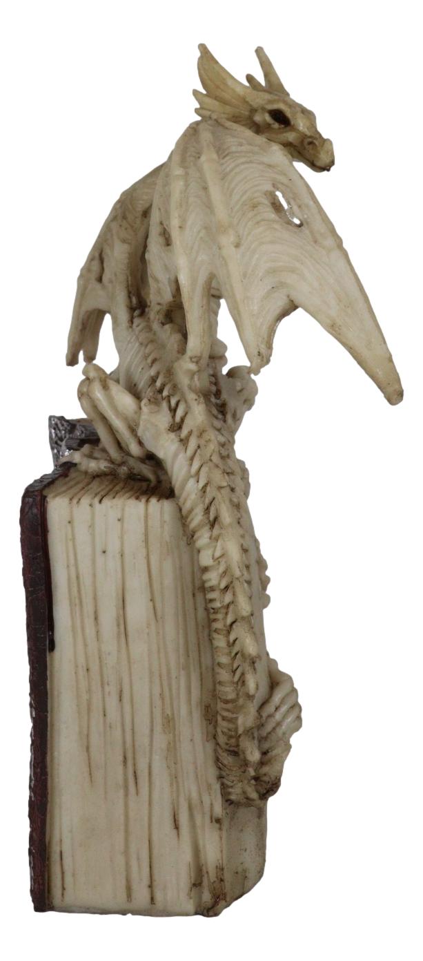 Skeleton Bone Dragon On Spell Book Of The Dead Skull Mummy LED Light Figurine