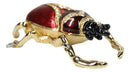 Red Scarab Beetle Bug Enameled Pewter Austrian Crystals Trinket Jewelry Box