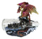 Red Gold Dragon On Ocean Waves Rock With Ship Trapped in LED Bottle Figurine
