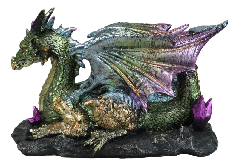 Voyage Of The Purple Iridescent Crystal Rainbow Dragon Wine Holder Statue 12"L