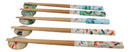 5 Pairs Of Koi Fishes In Pond Buttons Ceramic Rests With Wooden Chopsticks Set