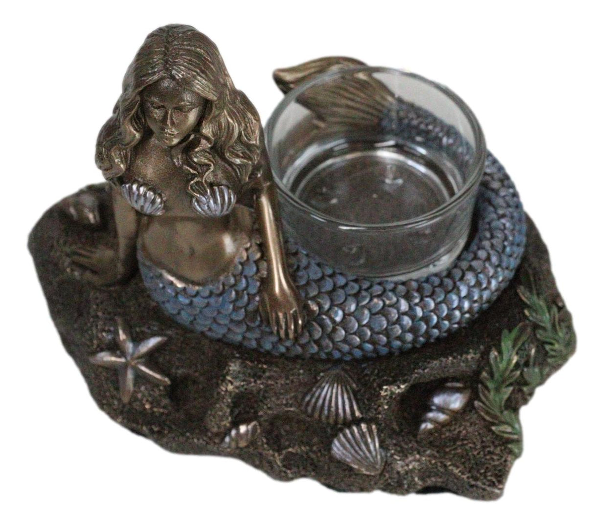 Art Nouveau Ocean Marine Siren Mermaid by Sea Stars Shells Votive Candle Holder