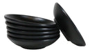 Pack Of 6 Black Silk Melamine Round Curved Appetizer Sides Banchan Plates 4.75"D