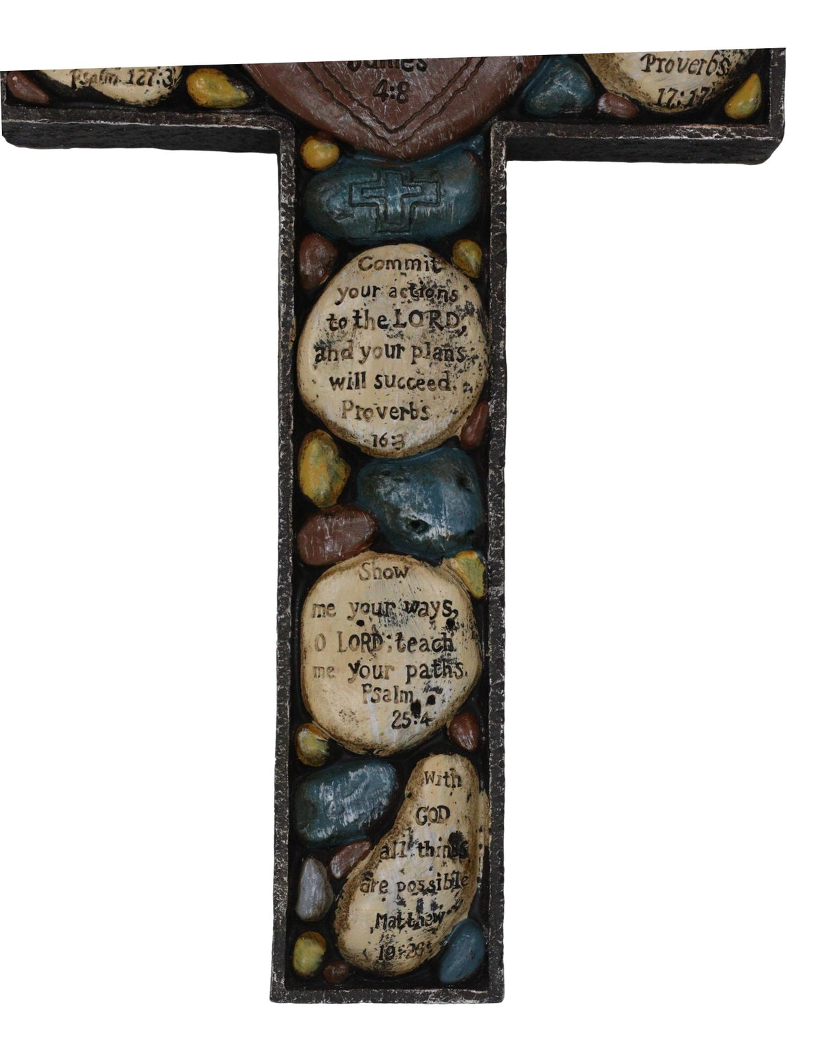 Rustic Western Colorful Pebbles With Bible Scriptures Faith Hope Love Wall Cross