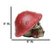 Red Macabre Toadstool Mushroom Cap Skull With Mini Fungi Figurine 5" L