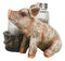 Rustic Barn Porky Pig With Farm Bucket Salt Pepper Shakers Holder Figurine