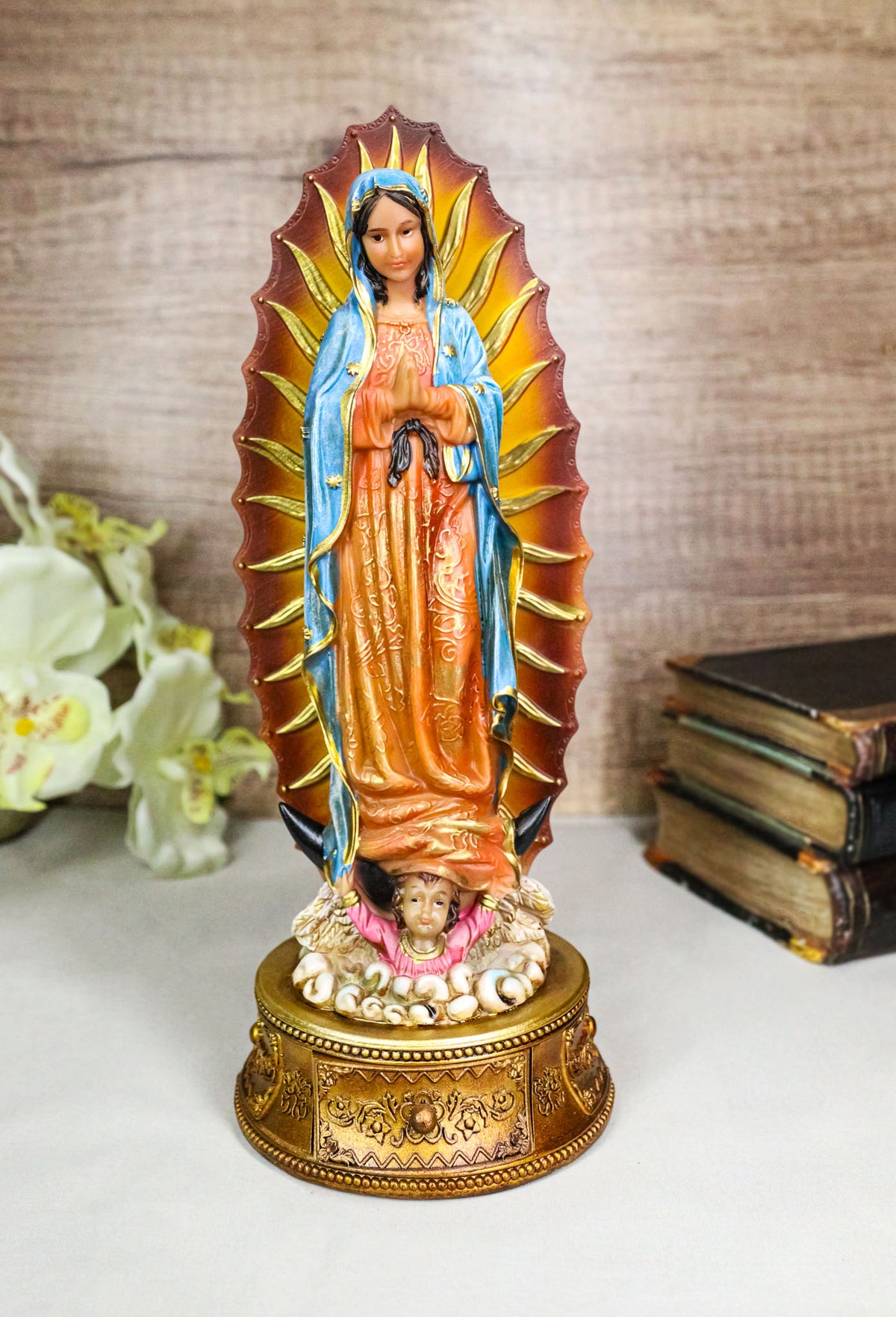 Blessed Virgin Mary Our Lady of Guadalupe with Rosary Drawer Box Figurine 9"H - Ebros Gift