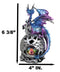 Metallic Blue Midnight Dragon Perching On Colorful LED Orb Night Light Figurine