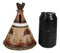 Rustic Western Bison Tribal Indian Teepee Hut Money Coin Savings Bank Figurine