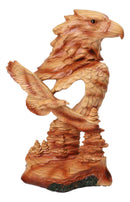 Rustic Wildlife Faux Wood Eagle Bust Head Sculpture with Soaring Eagle Cutout