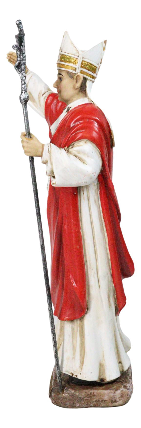 Venerable Pontiff Pope Saint John Paul II Holding Papal Ferula Crucifix Figurine
