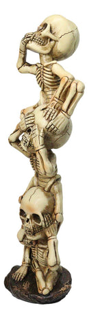 See Hear Speak No Evil Skeleton Figurine Stacked Acrobatic Gothic Wise Skeletons