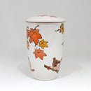 Sparrows Maple Leaves 15oz Porcelain Tea Mug With Lid & Stainless Steel Infuser