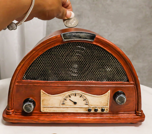 Novelty Vintage Retro Arc Shaped Radio Player Money Coin Savings Piggy Bank