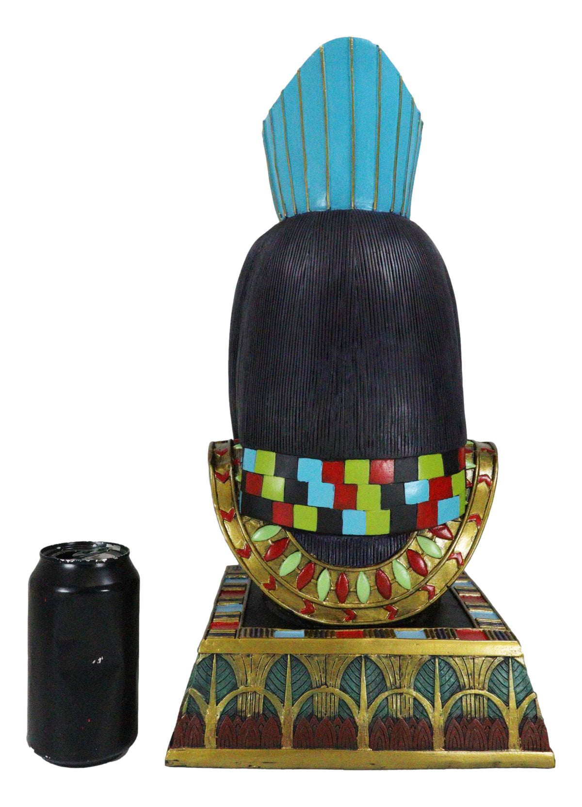 Egyptian God Of The Sky And Sun Horus Ra With Pschent Bust Statue With Base