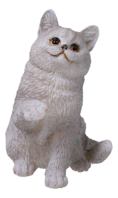 Realistic Feline British Shorthair Grey Kitty Cat Kitten Pawing Mini Figurine