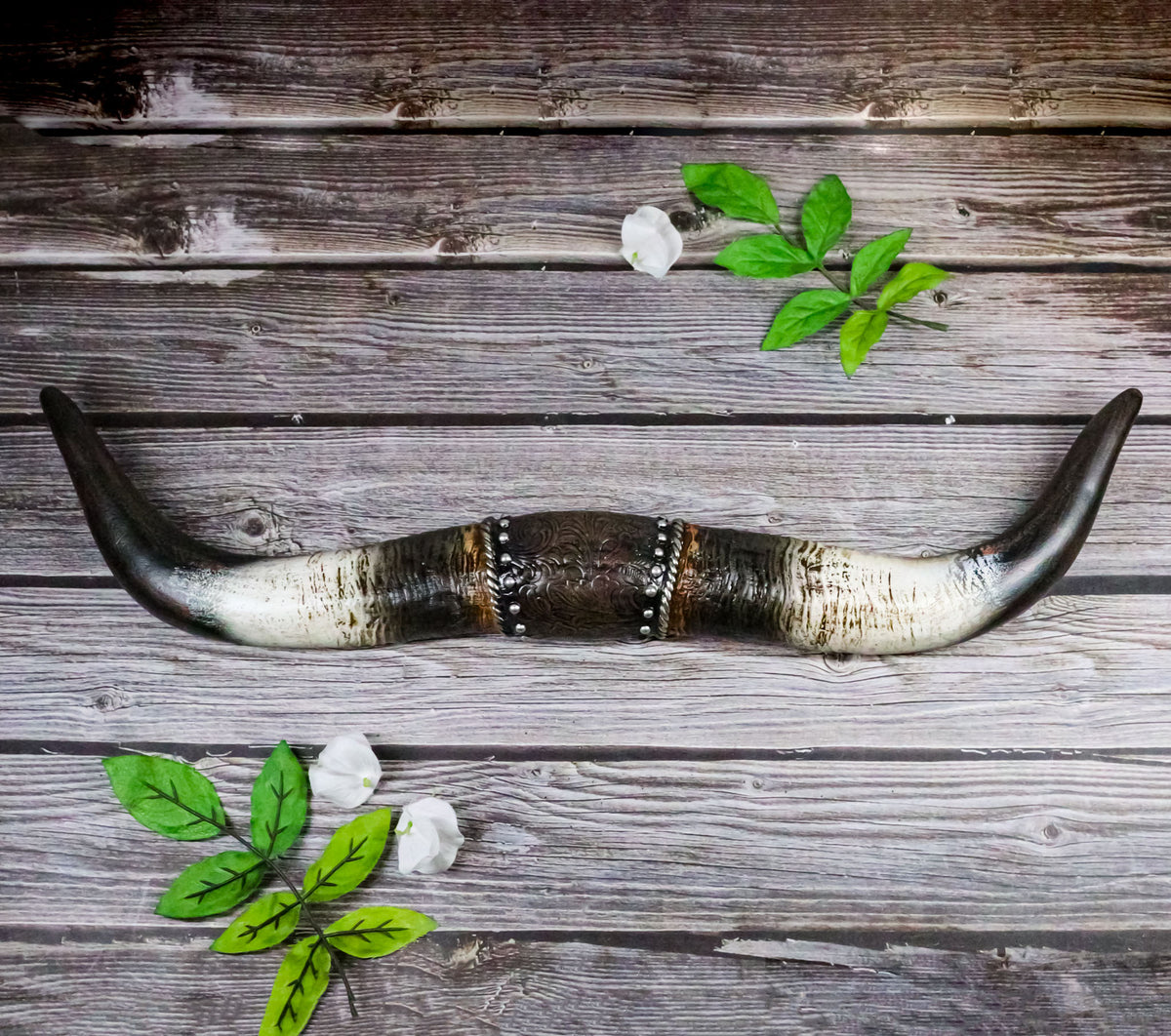 Rustic Faux Texas Longhorn Steer Cow Horns Wall Decor Plaque Figurine 22" Wide