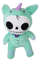 Ebros Larger Furry Bones Blue Unicorn Unie Skeleton With Pink Horn Plush Toy