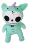 Ebros Larger Furry Bones Blue Unicorn Unie Skeleton With Pink Horn Plush Toy