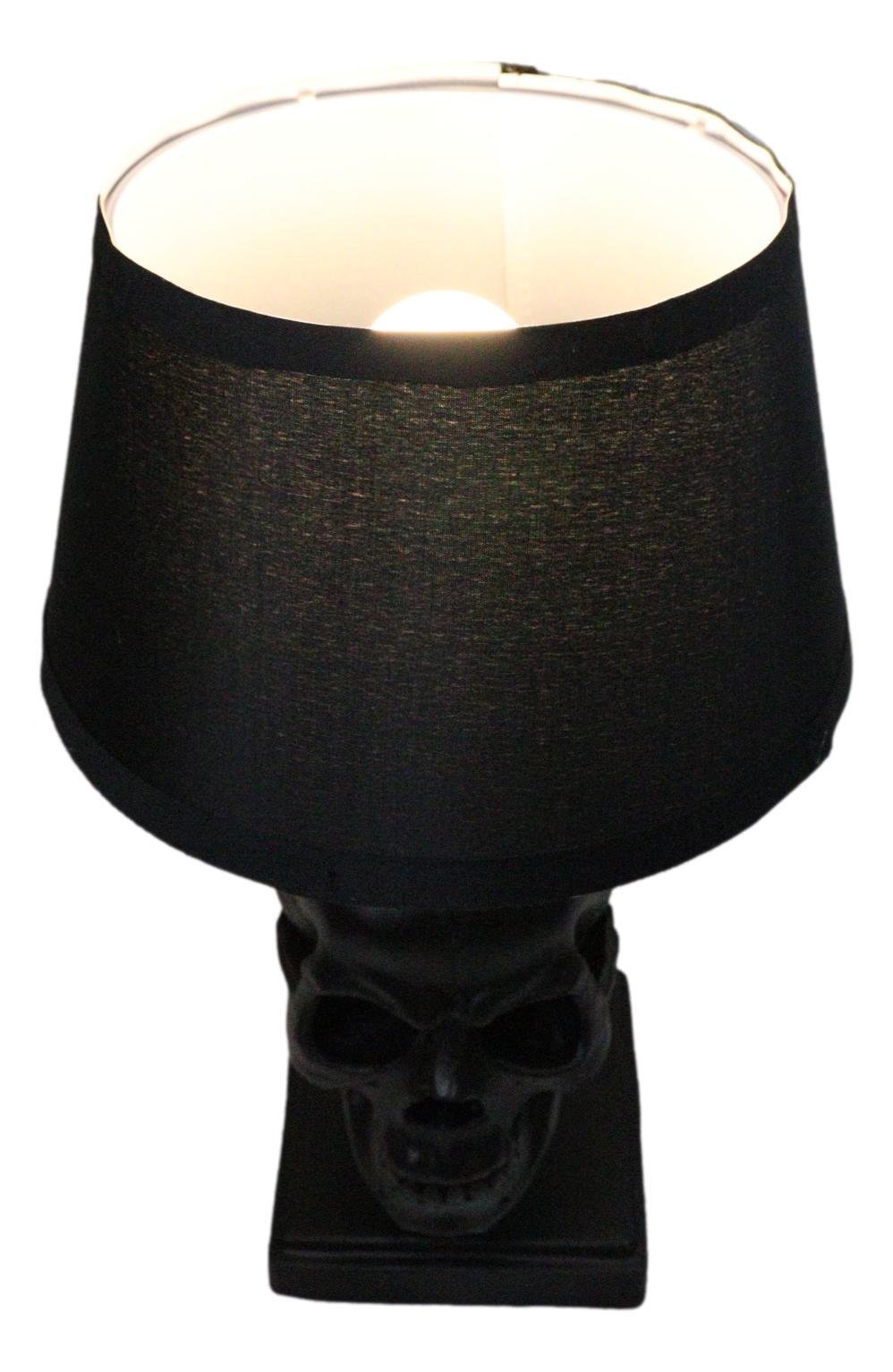 Ebros Gift Grinning Evil Black Hallowed Skull Cranium Table Lamp with Shade