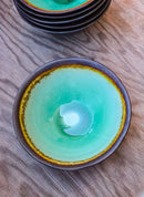 Pack Of 6 Crackle Green Midori Kannyu Ceramic Large Ramen Soup Bowls 47oz