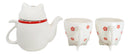 Japanese Maneki Neko Lucky Beckoning Cat Ceramic Tea Pot And 2 Teacup Mugs Set