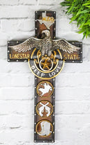 Western Rodeo Cowboy Pistols Spur Boots Texas Lone Star State Eagle Wall Cross