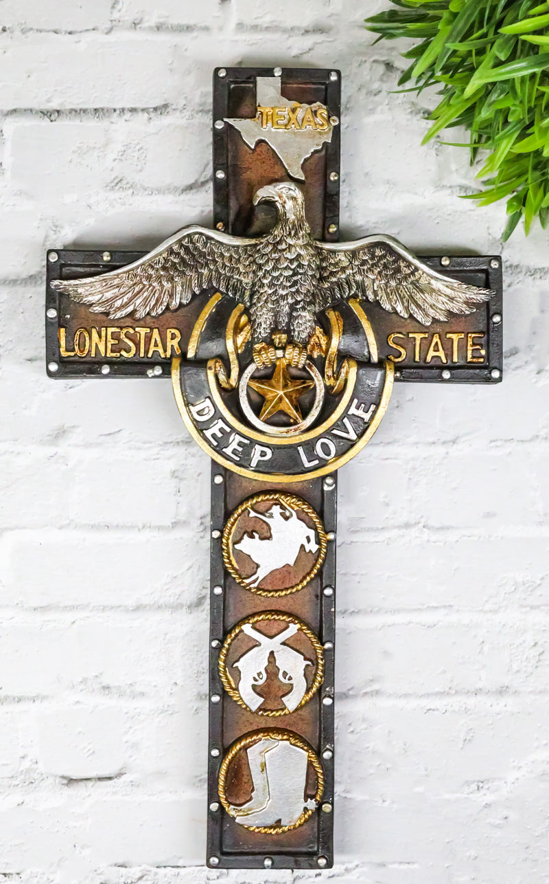 Western Rodeo Cowboy Pistols Spur Boots Texas Lone Star State Eagle Wall Cross