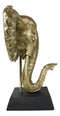 Large 18"H Gold Patina Safari African Bush Elephant Sculpture On Museum Base