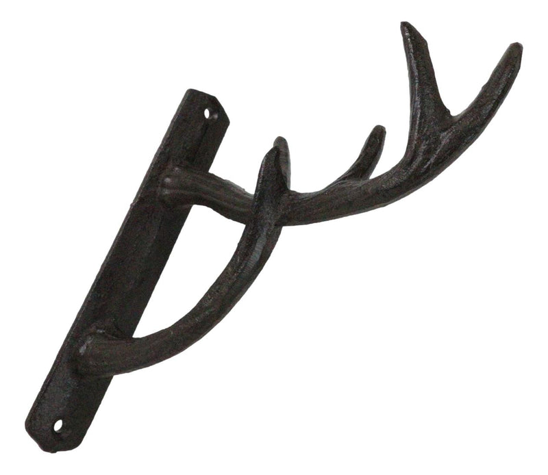 Set of 2 Cast Iron Vintage Western Rustic Deer Antlers Multi Point Wall Hooks