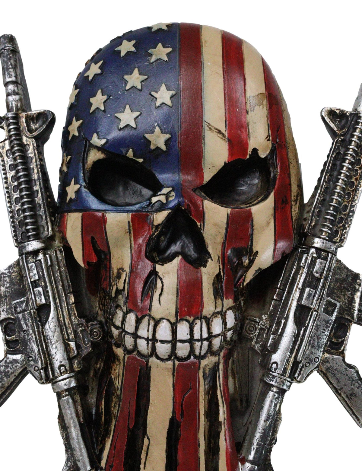 Military American Flag Star Spangled Banner Skull With 2 Gun Rifles Wall Decor