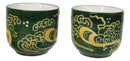 Green Golden Koi Fishes In Water Porcelain Sake Flask And 4 Ochoko Cups Set