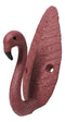 Pack Of 2 Cast Iron Tropical Bird of Paradise Pink Flamingo Wall Hook Plaque