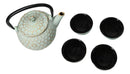 Mint Green Honeycomb Petite Cast Iron Teapot 10oz With 4 Mini Tea Cups Set