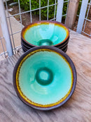 Pack Of 6 Crackle Green Midori Kannyu Ceramic Large Ramen Soup Bowls 47oz