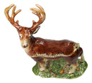 White Tailed Stag Deer Enameled Pewter Austrian Crystals Trinket Jewelry Box