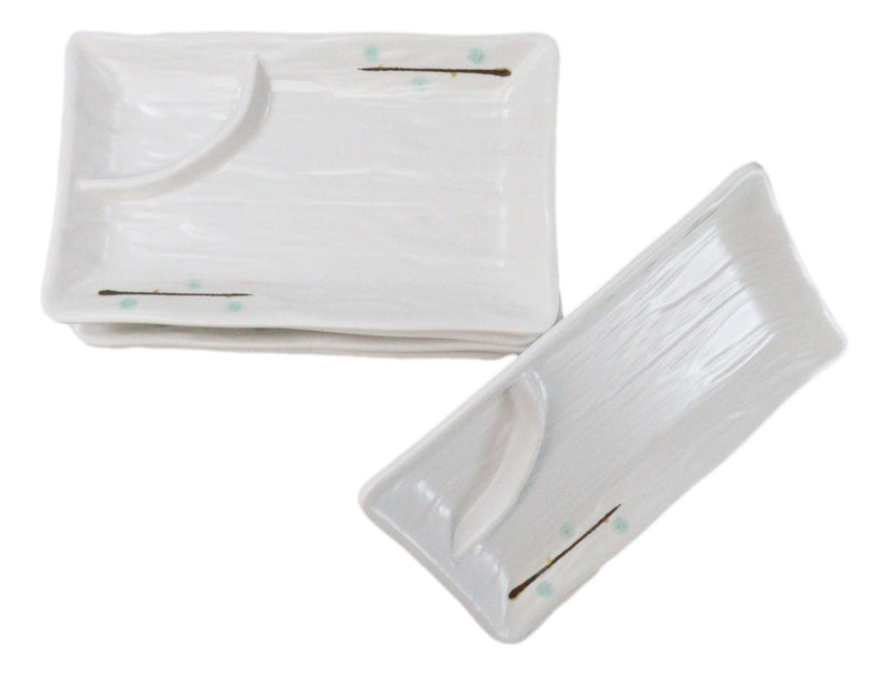 Pack Of 6 Modern Yukino Hana Melamine 2 Partitions Rectangular Sushi Plates